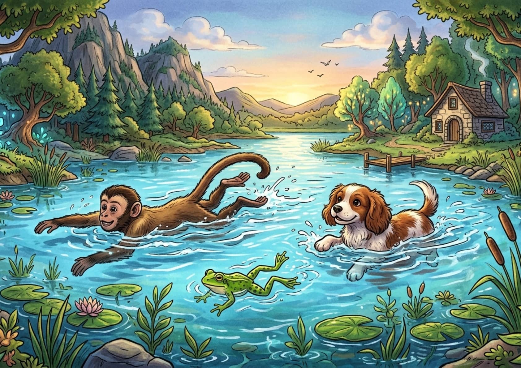 Les enfants nagent avec ces animaux